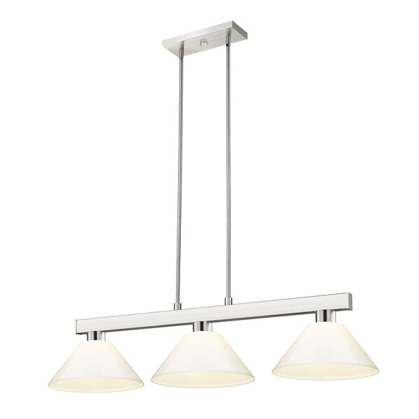 Z-Lite Cobalt Billiard, 3-Light, 14 In.W x 46 In.L x 8 In.H, Brushed Nickel/White 152BN-PWH - main